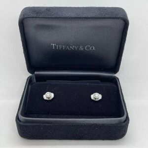 Tiffany & Co Elsa Peretti Diamonds By Yard Platinum Womens Earrings Studs w/ Box